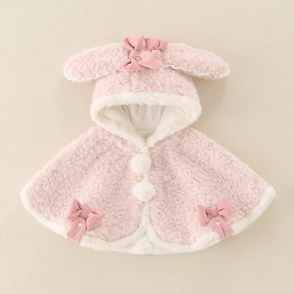 Soft Pink Bunny Ear Hooded Baby Cape - Beekee