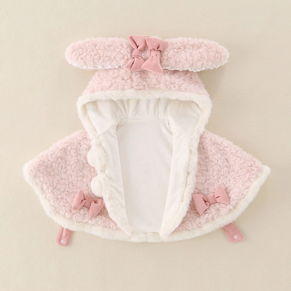 Soft Pink Bunny Ear Hooded Baby Cape - Beekee