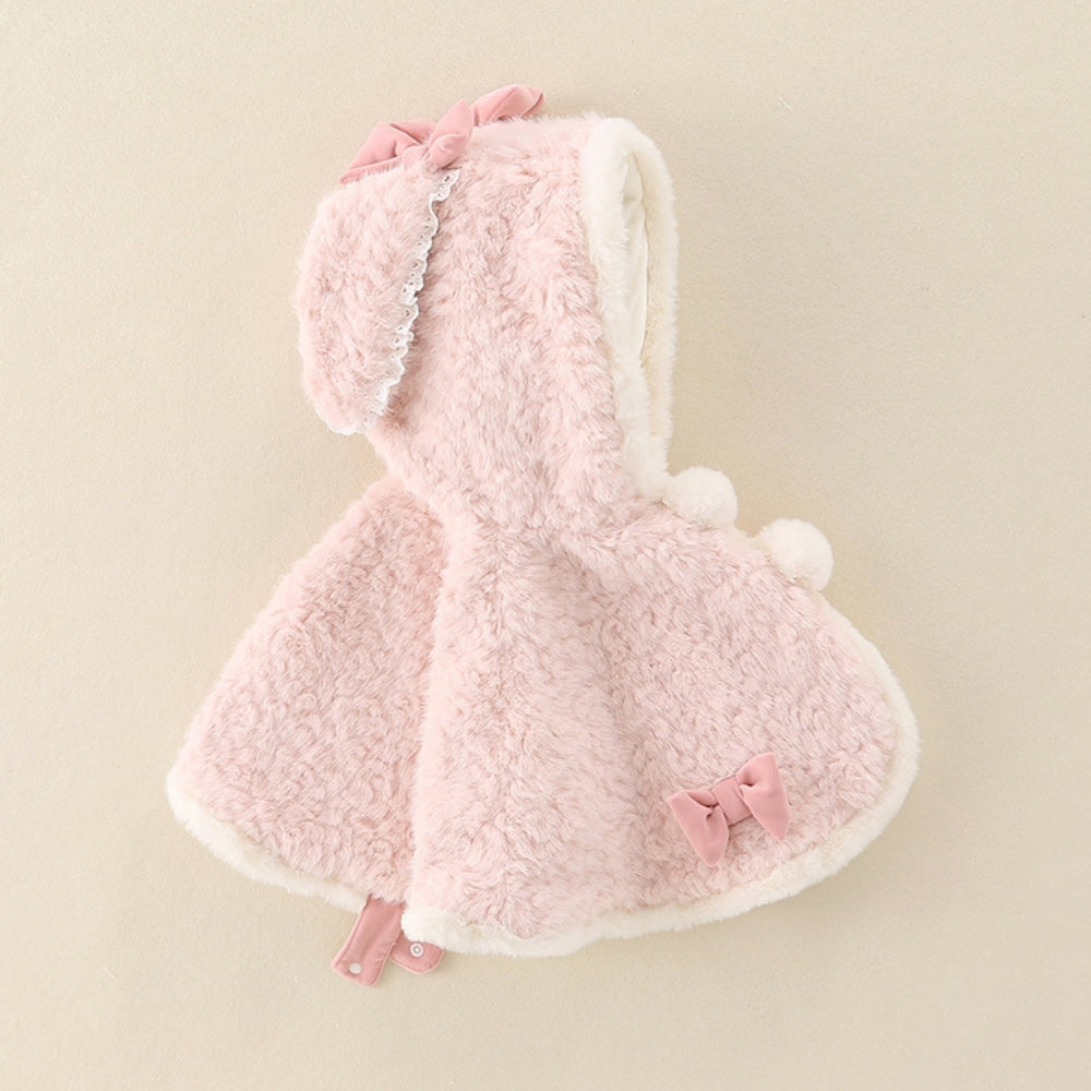Soft Pink Bunny Ear Hooded Baby Cape - Beekee
