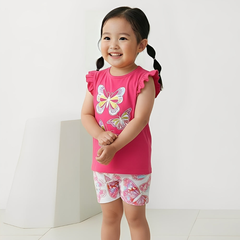 Sparkly Butterfly Ruffle Top & Shorts Set - Beekee
