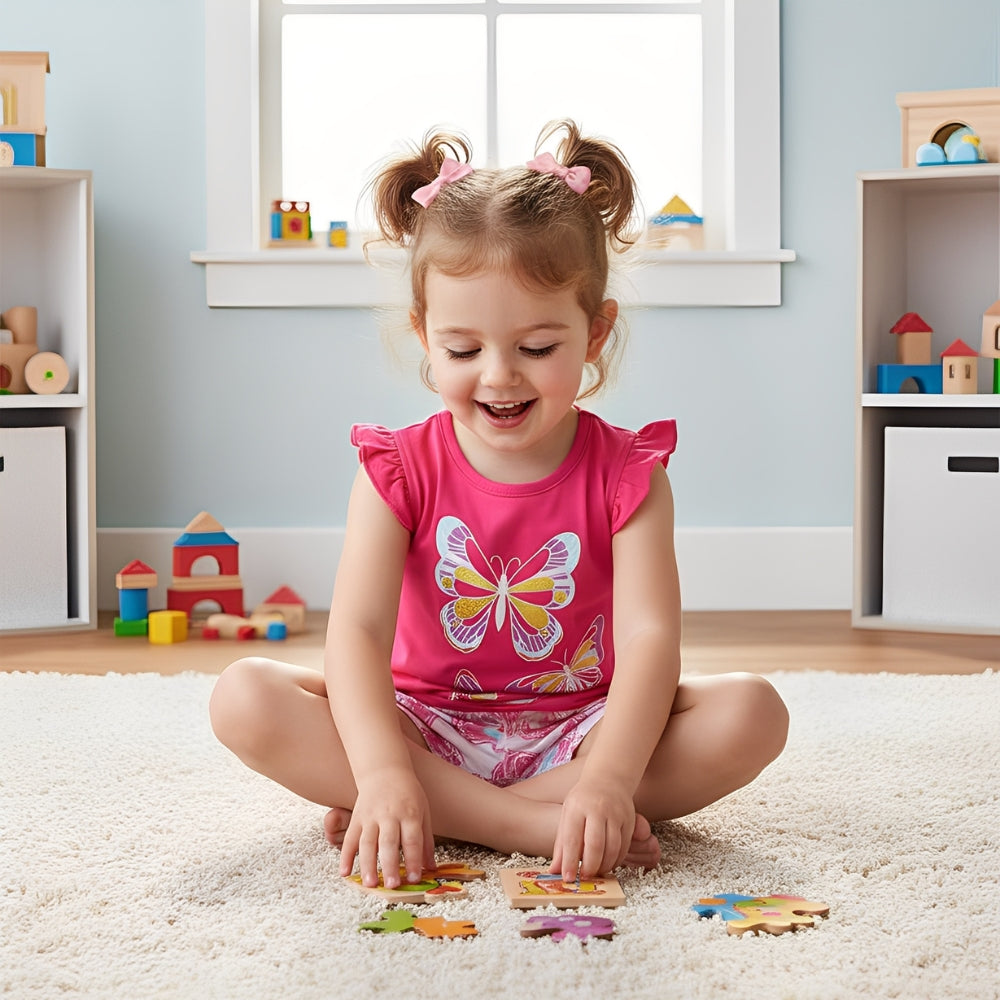 Sparkly Butterfly Ruffle Top & Shorts Set - Beekee