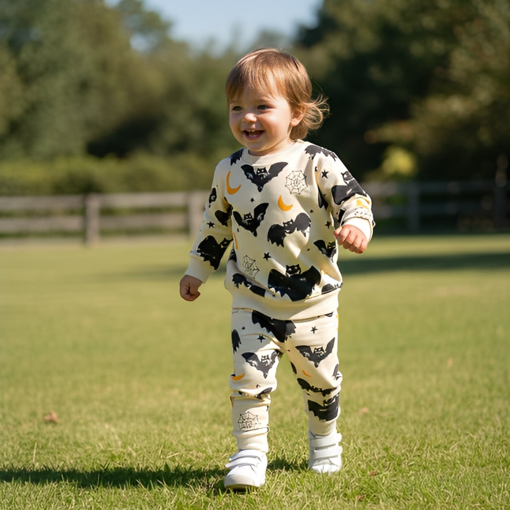 Spooky Bat and Moon Halloween Pajama Set - Beekee