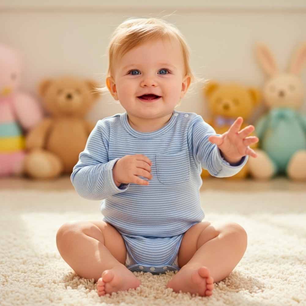 Stripe and Snap Baby Romper - Beekee