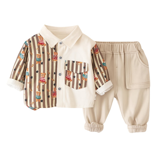 Striped Bear Shirt and Pants Set - Beekee