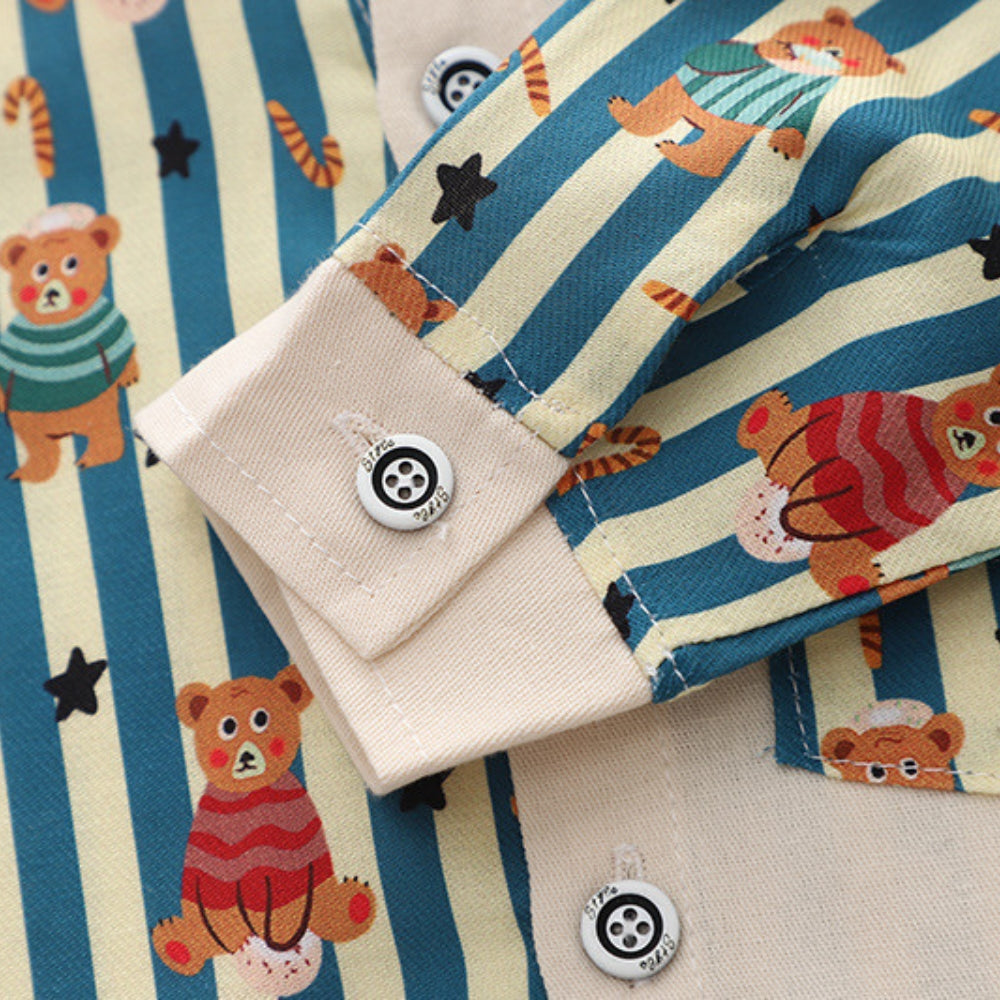 Striped Bear Shirt and Pants Set - Beekee