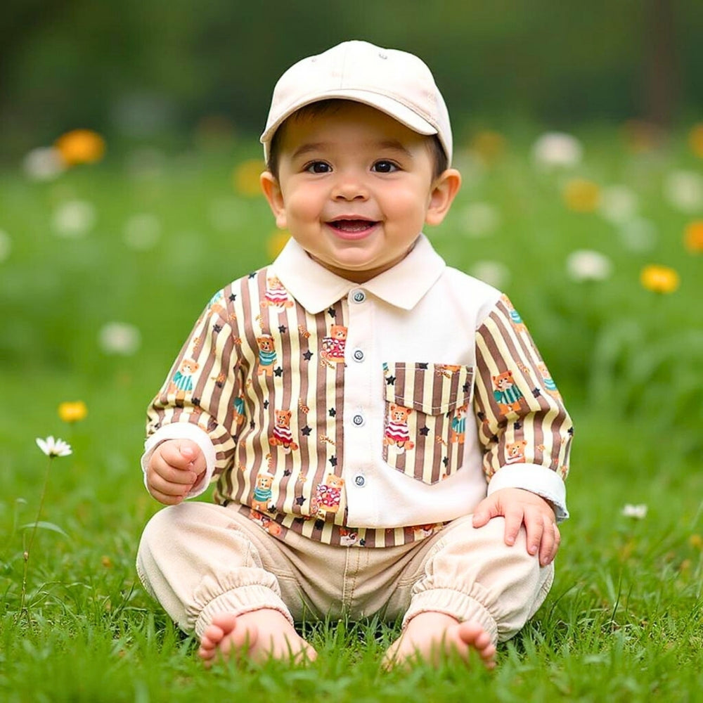 Striped Bear Shirt and Pants Set - Beekee