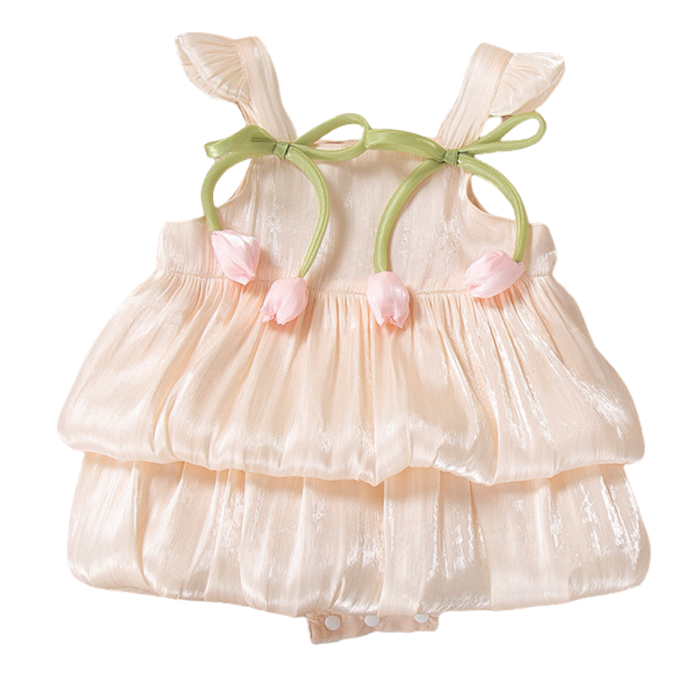 Sweet Bow Strap Shimmery Dress - Beekee