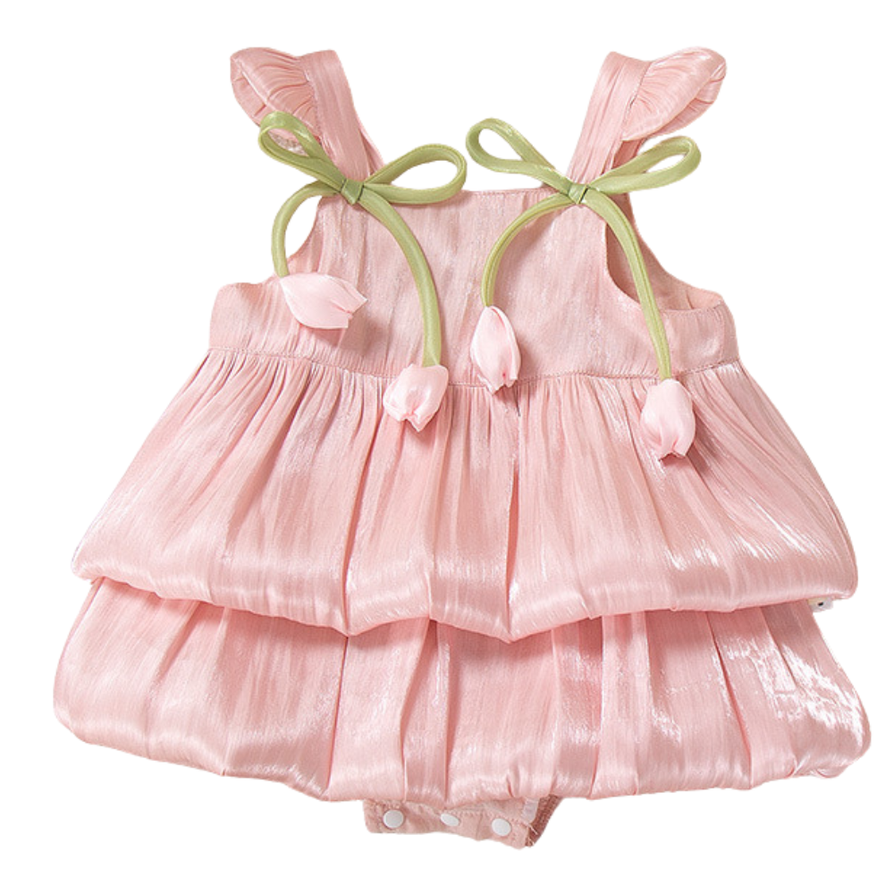 Sweet Bow Strap Shimmery Dress - Beekee