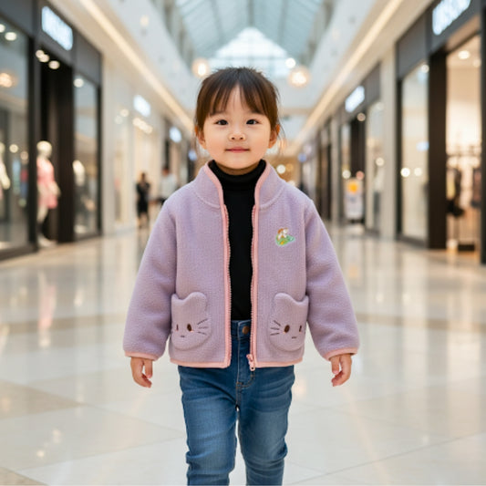 Sweet Bunny and Kitty Pocket Fleece Jacket - Beekee