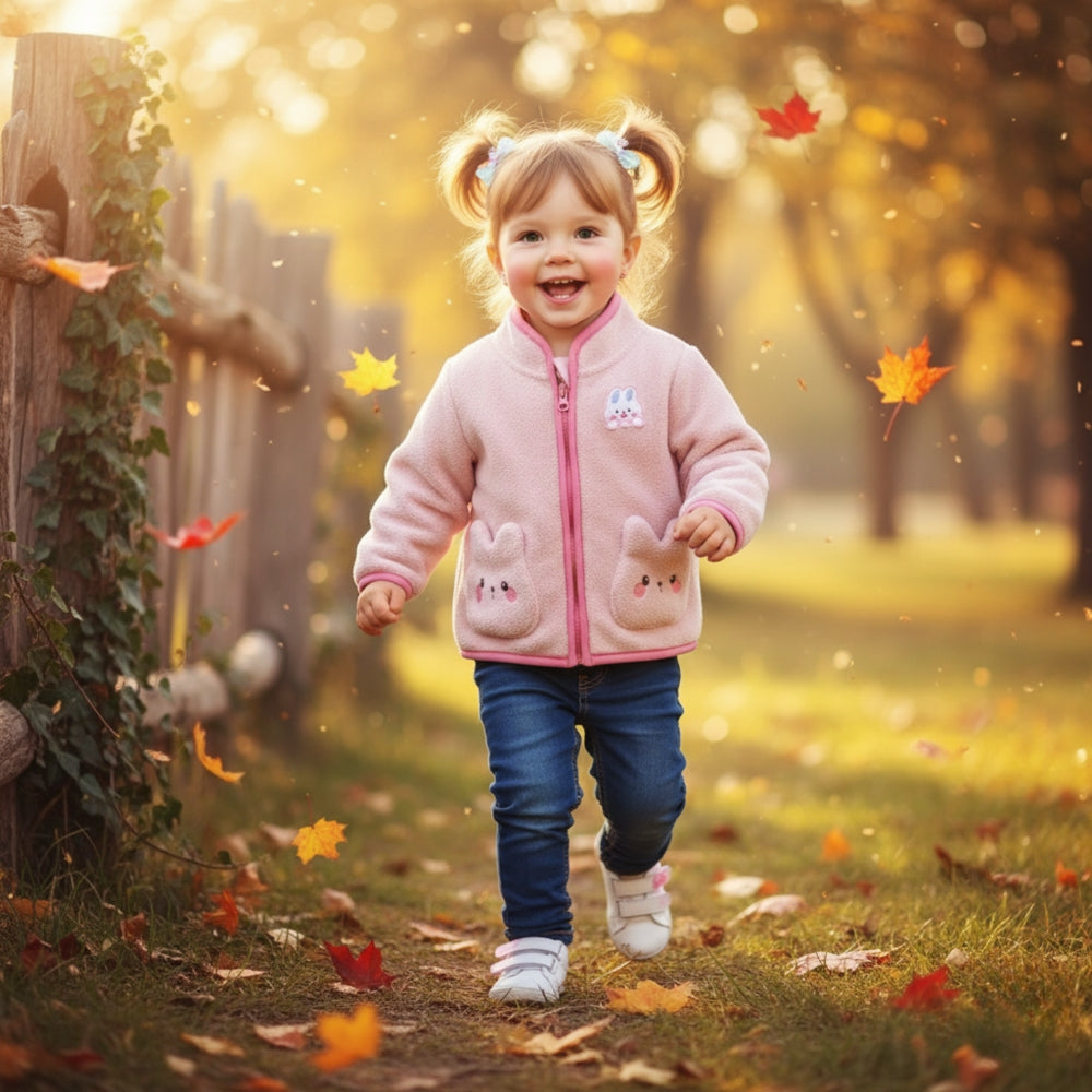 Sweet Bunny and Kitty Pocket Fleece Jacket - Beekee