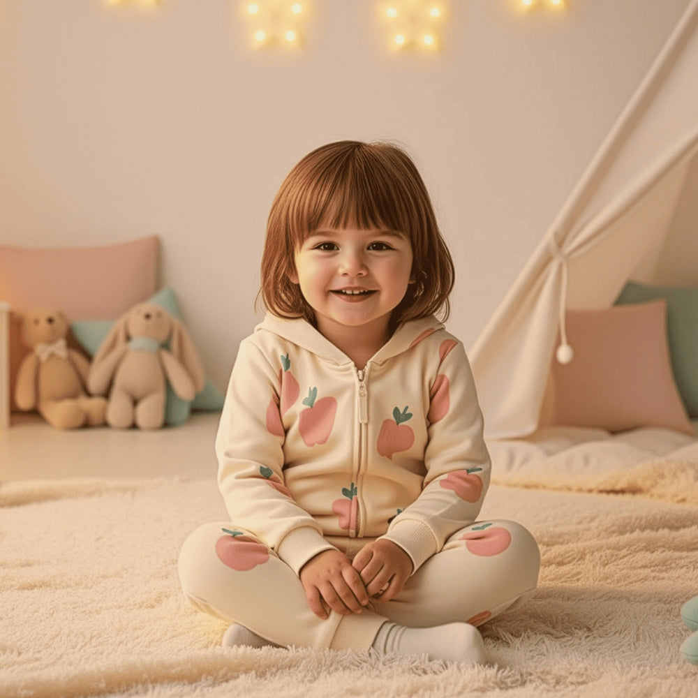 Sweet Peach Pattern Hooded Jacket - Beekee