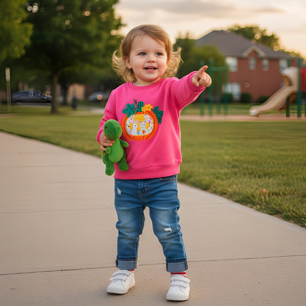 Sweet Pumpkin Bunny Girls Halloween Sweatshirt - Beekee