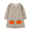 Sweet Pumpkin Floral Girls Long Sleeve Dress - Beekee