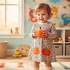 Sweet Pumpkin Floral Girls Long Sleeve Dress - Beekee