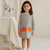 Sweet Pumpkin Floral Girls Long Sleeve Dress - Beekee