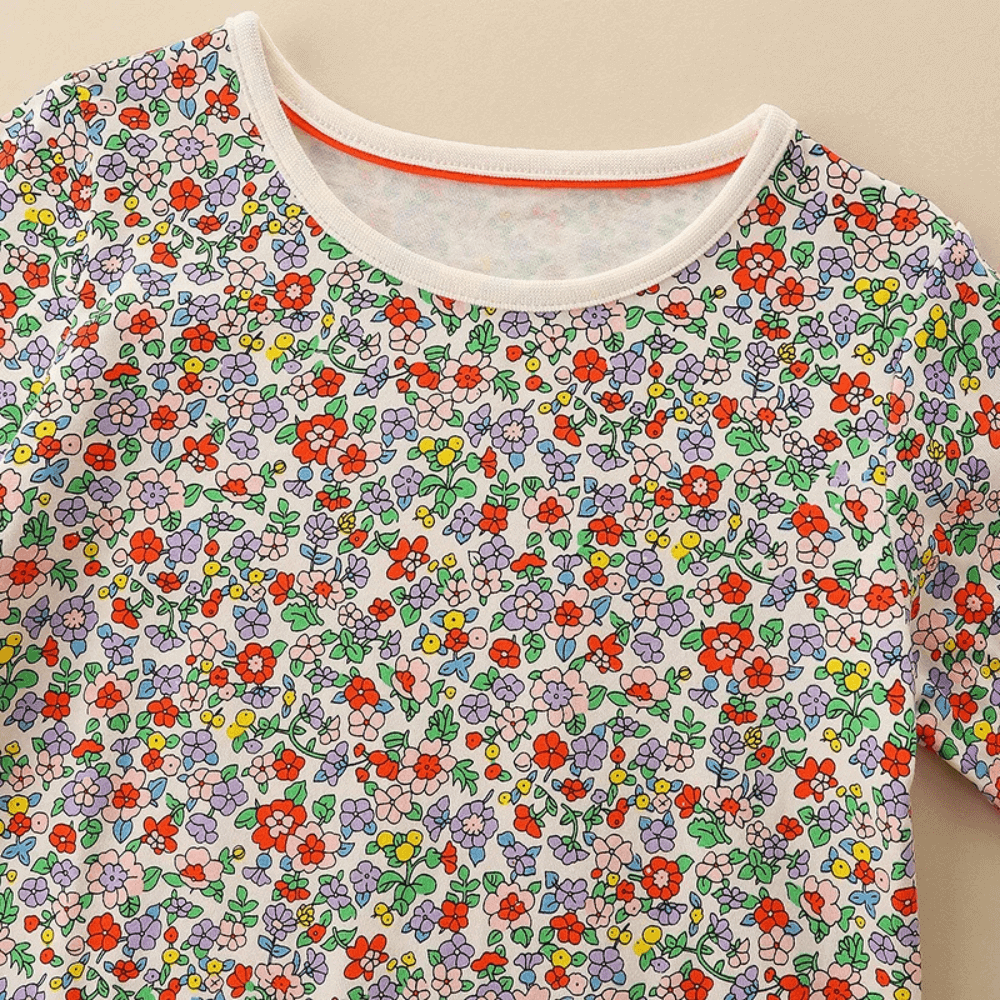 Sweet Pumpkin Floral Girls Long Sleeve Dress - Beekee