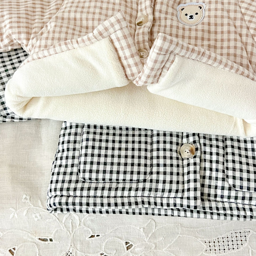 Teddy Patch Checkered Sherpa Jacket - Beekee