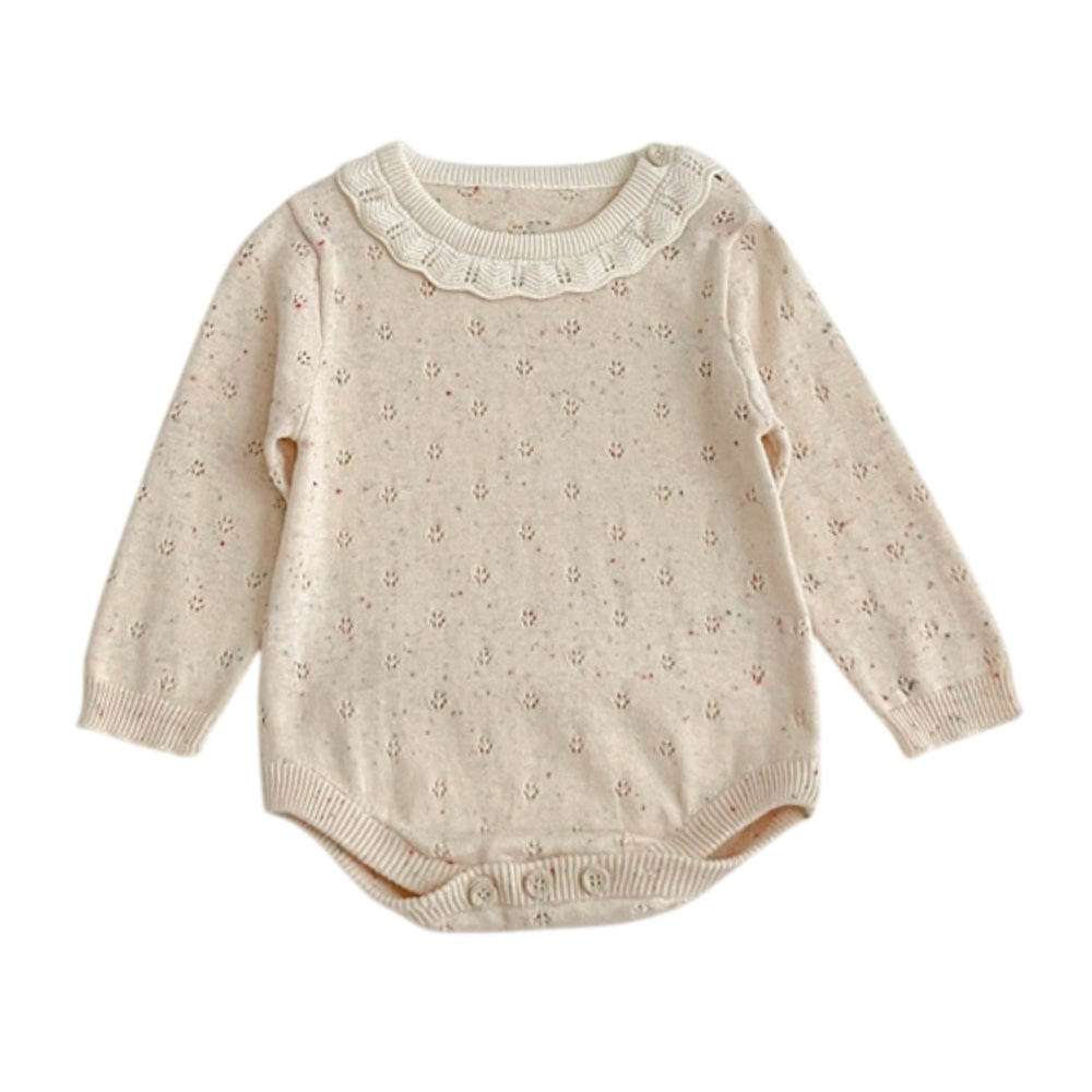 Vintage Knit Lace Collar Baby Romper - Beekee