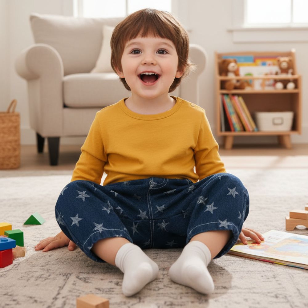Adorable Star Print Denim Pants for Toddlers - Beekee