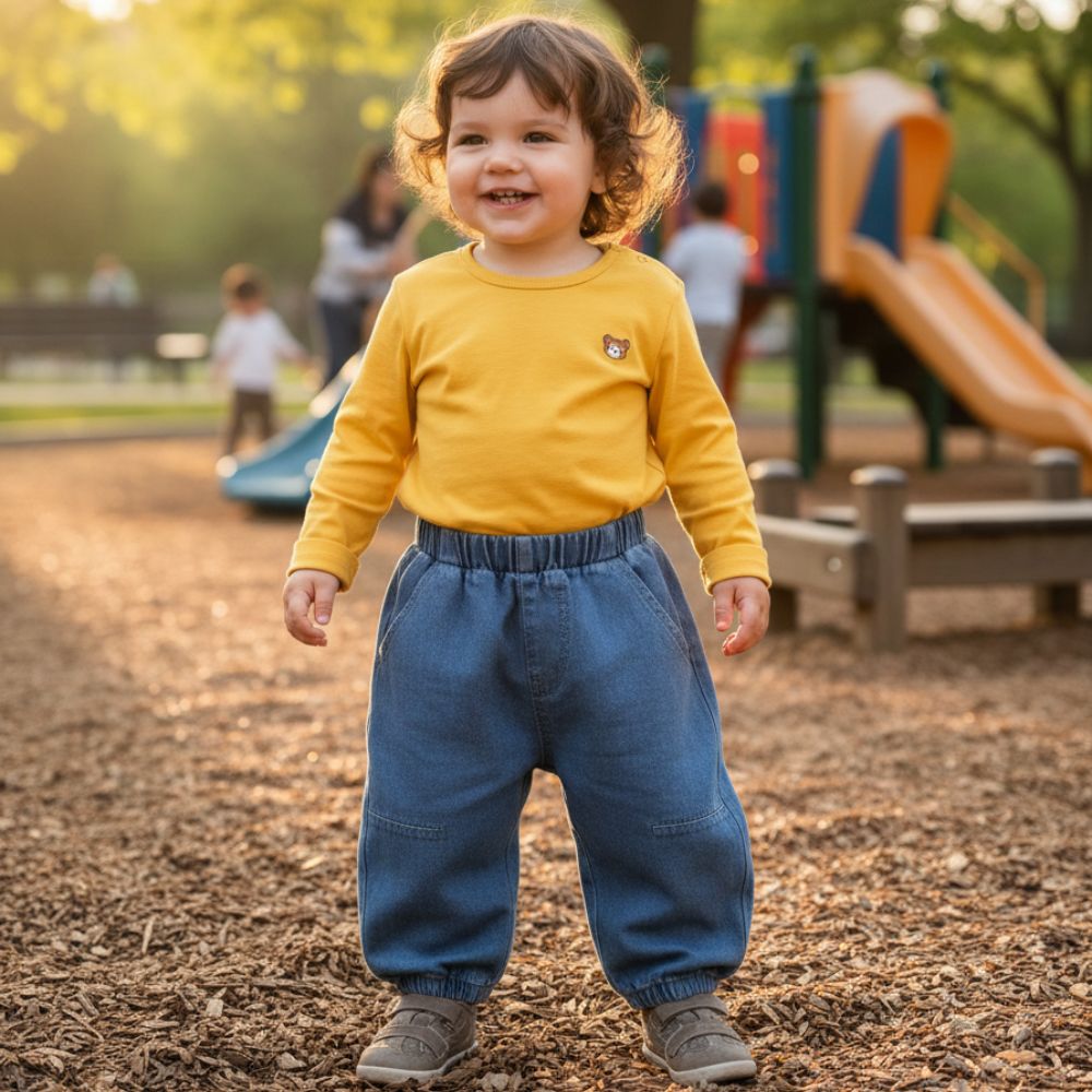 Adorable Star Print Denim Pants for Toddlers - Beekee