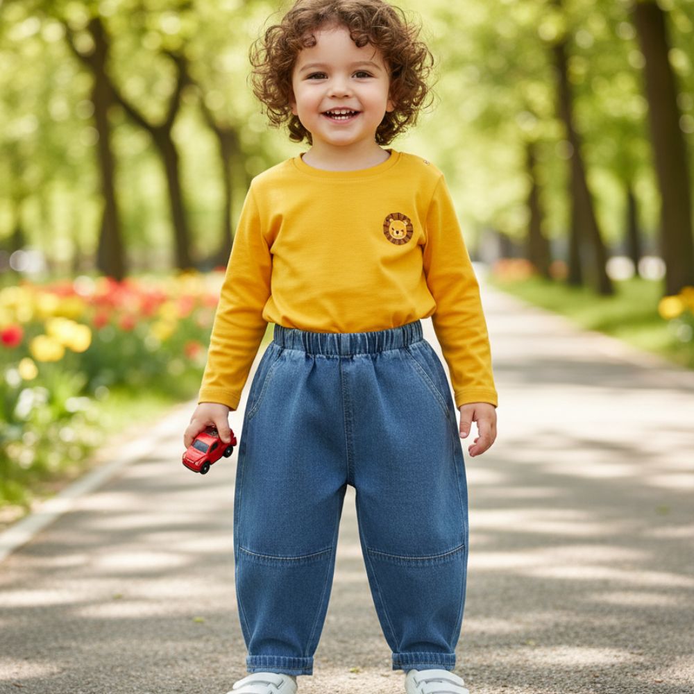 Adorable Star Print Denim Pants for Toddlers - Beekee