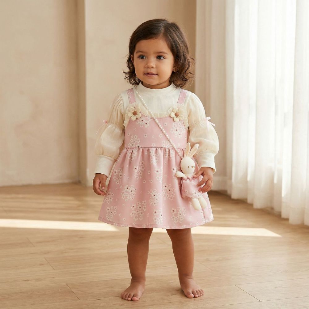 Bunny Strap Floral Layered Dress - Beekee