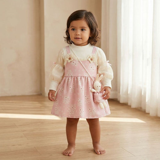 Bunny Strap Floral Layered Dress - Beekee