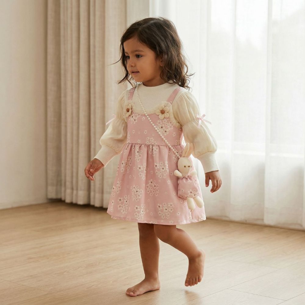 Bunny Strap Floral Layered Dress - Beekee