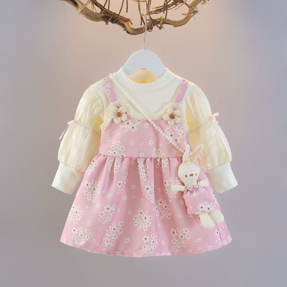 Bunny Strap Floral Layered Dress - Beekee