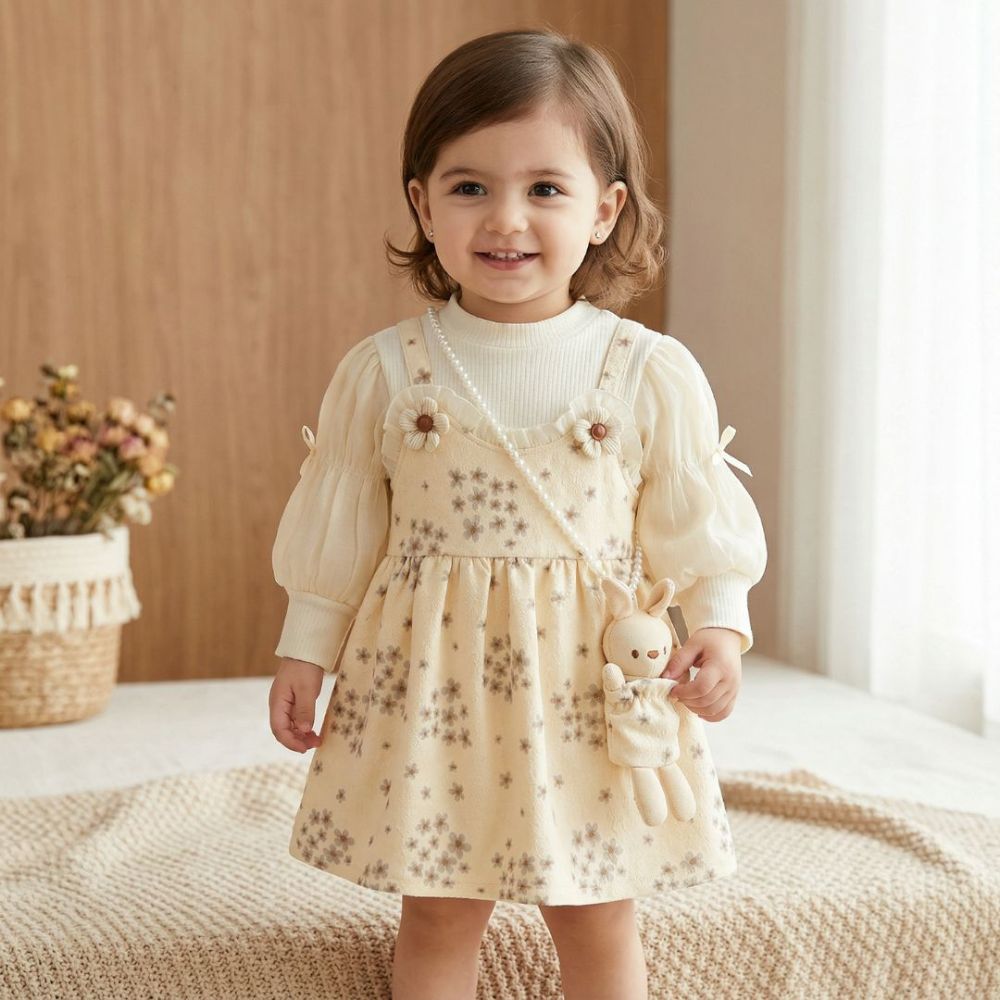 Bunny Strap Floral Layered Dress - Beekee