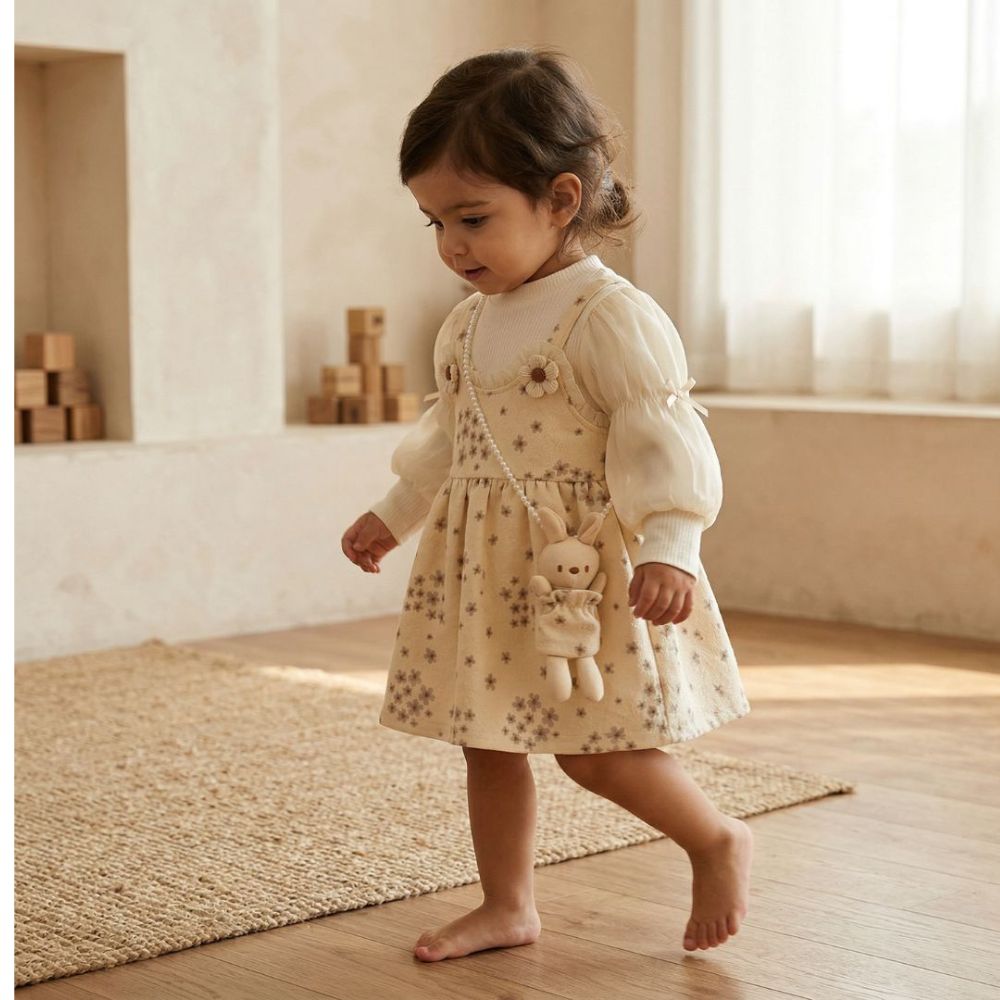 Bunny Strap Floral Layered Dress - Beekee