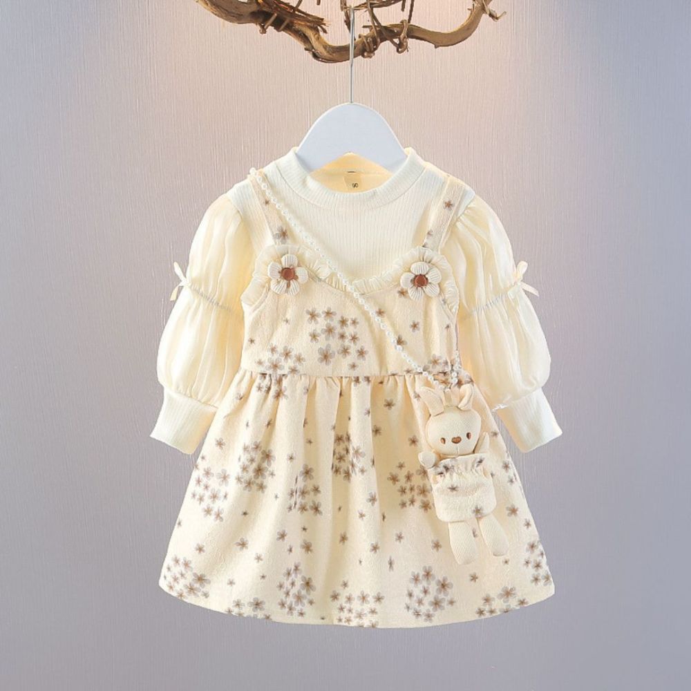 Bunny Strap Floral Layered Dress - Beekee