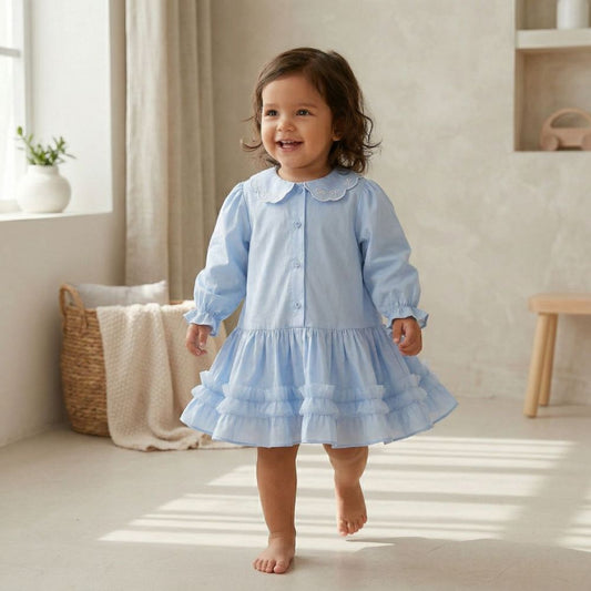 Charming Peter Pan Collar Ruffle Dress for Girls - Beekee