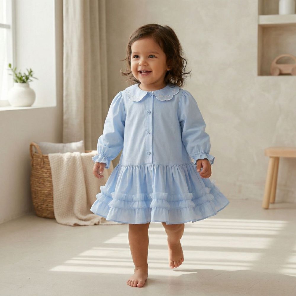 Charming Peter Pan Collar Ruffle Dress for Girls - Beekee