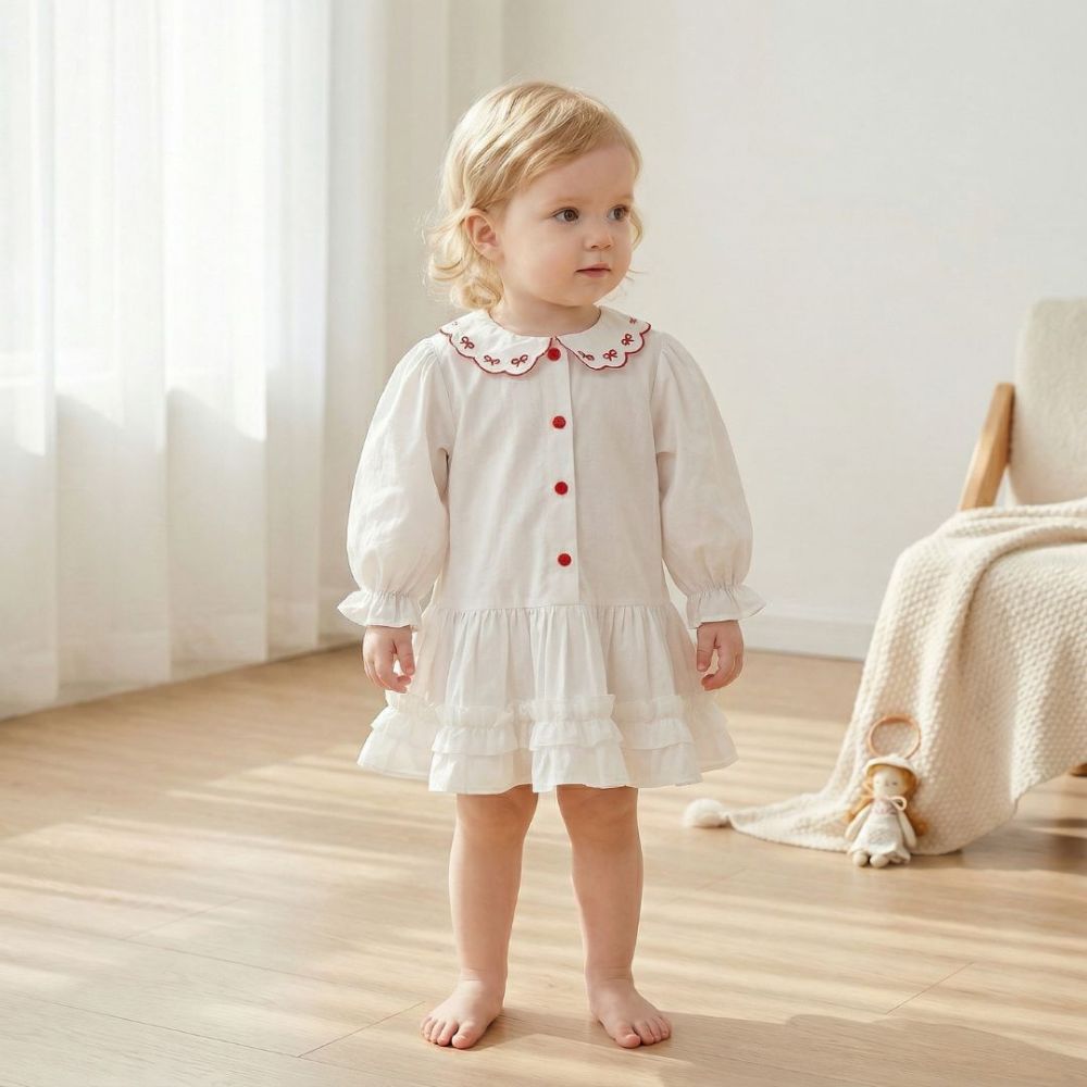 Charming Peter Pan Collar Ruffle Dress for Girls - Beekee