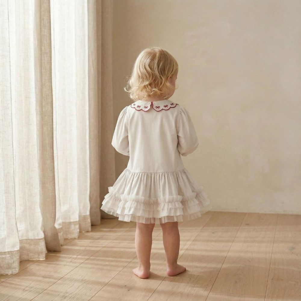 Charming Peter Pan Collar Ruffle Dress for Girls - Beekee