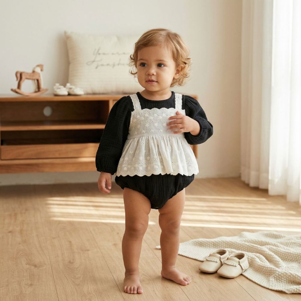 Little Lady Lace Layered Baby Romper - Beekee