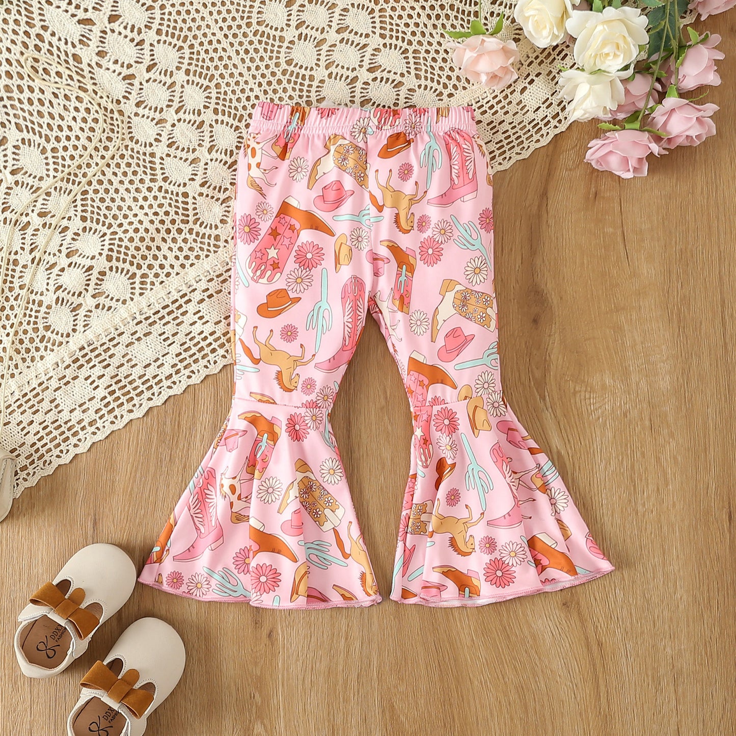 Toddler Girls' Clothing Set - Ruffle Floral Pants with Matching Headband for Fall and Winter