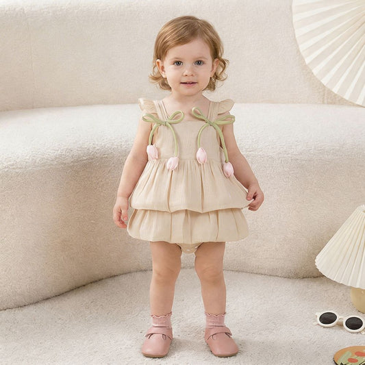 Sweet Bow Strap Shimmery Dress - Beekee