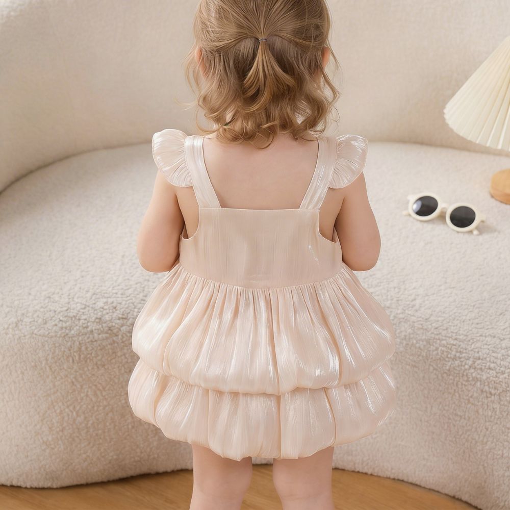 Sweet Bow Strap Shimmery Dress - Beekee