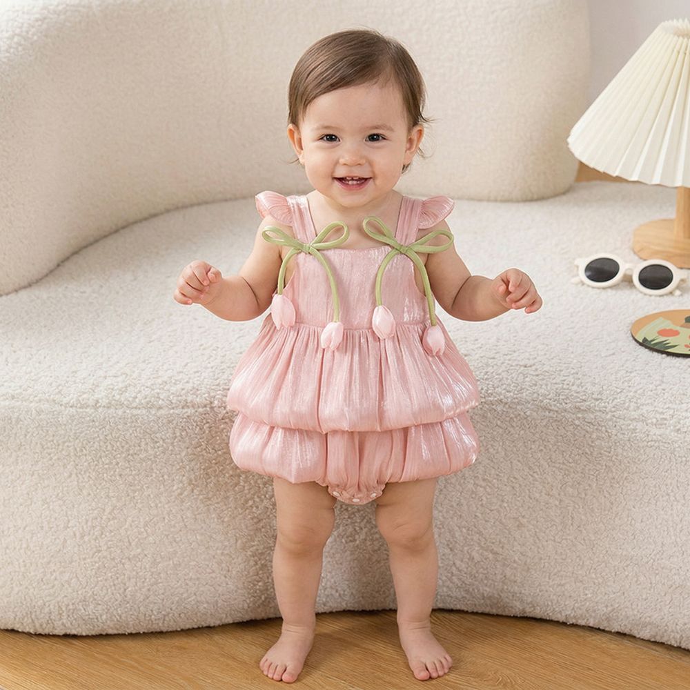 Sweet Bow Strap Shimmery Dress - Beekee