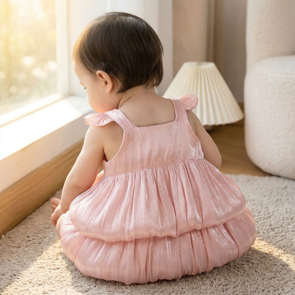 Sweet Bow Strap Shimmery Dress - Beekee