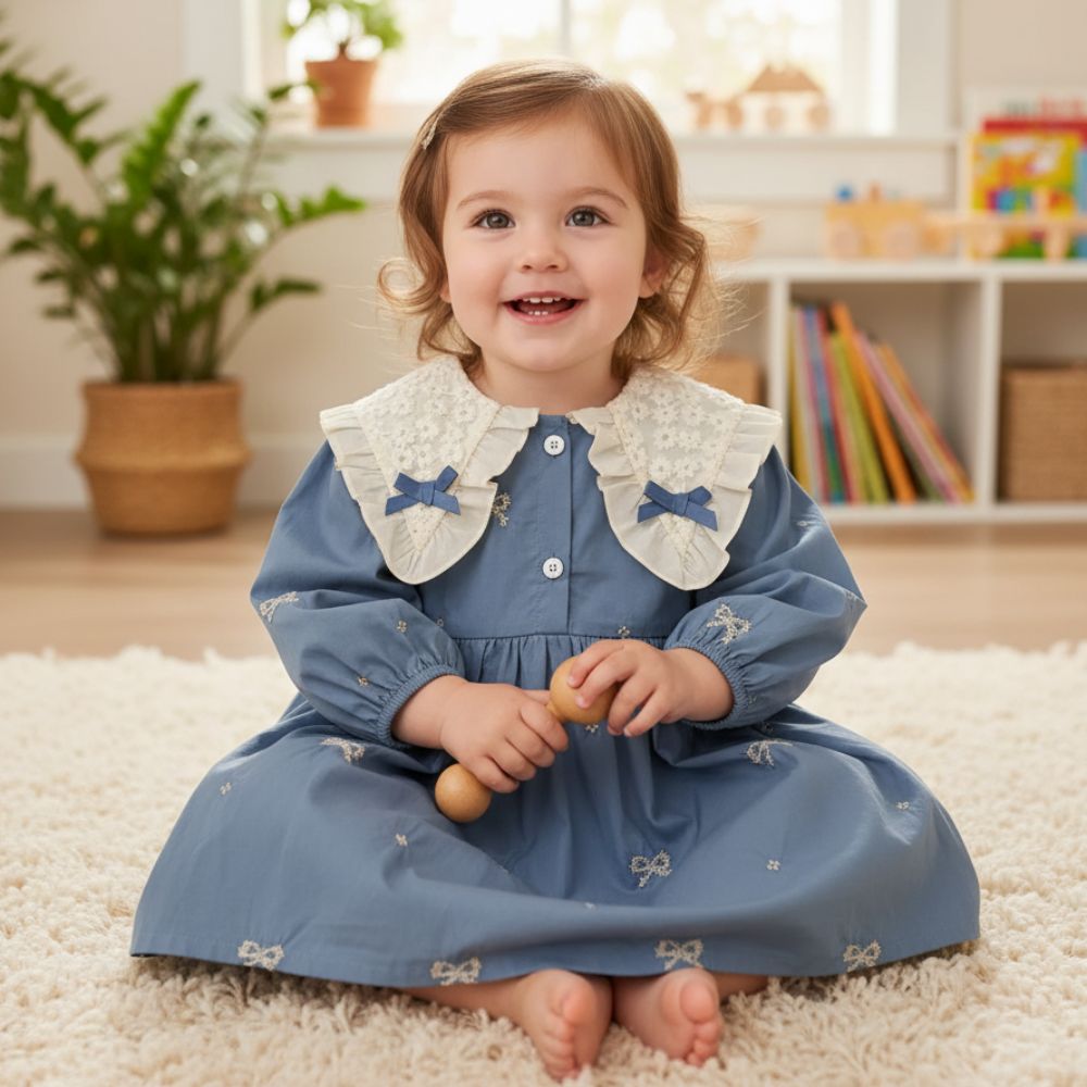 Sweet Floral Lace Collar Baby Dress & Romper - Beekee