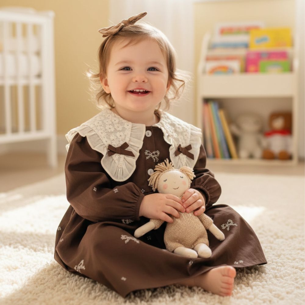 Sweet Floral Lace Collar Baby Dress & Romper - Beekee
