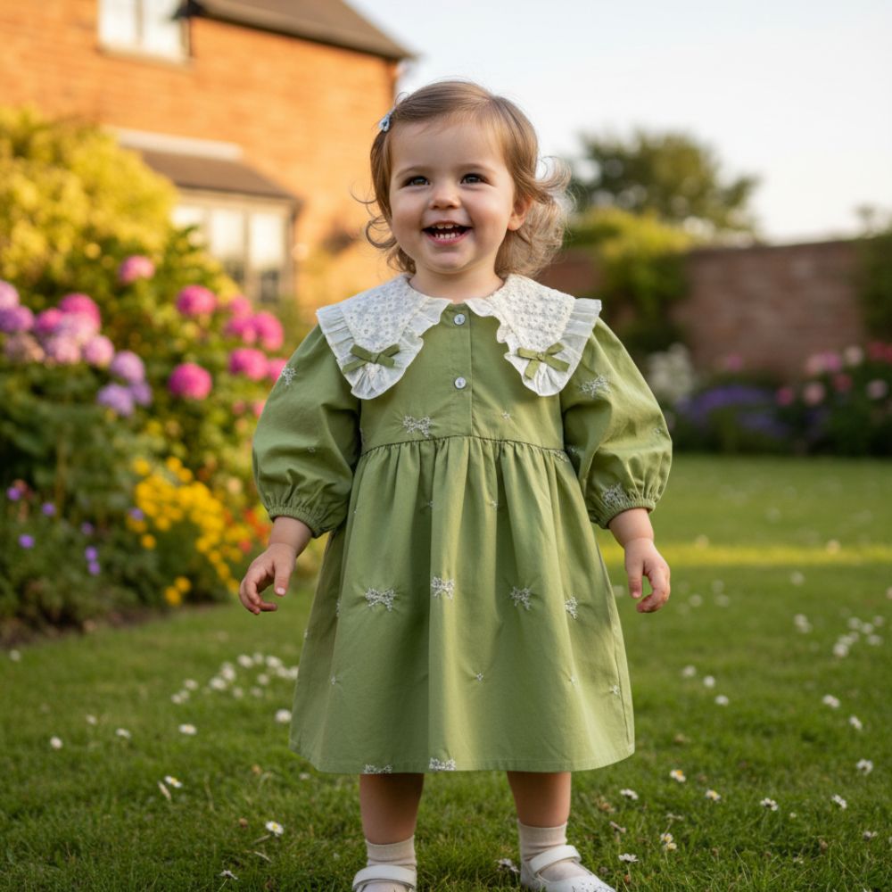 Sweet Floral Lace Collar Baby Dress & Romper - Beekee