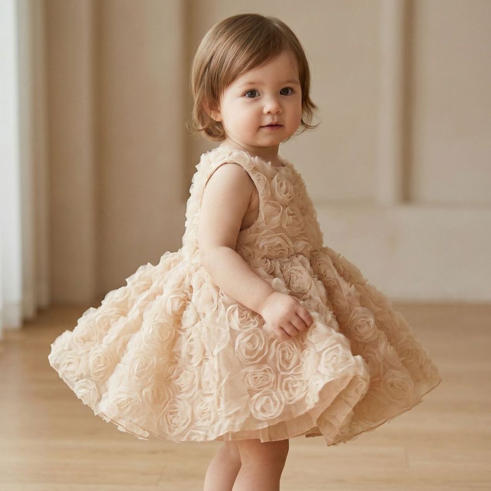 Sweet Rosette Tulle Party Dress for Baby Girls - Beekee