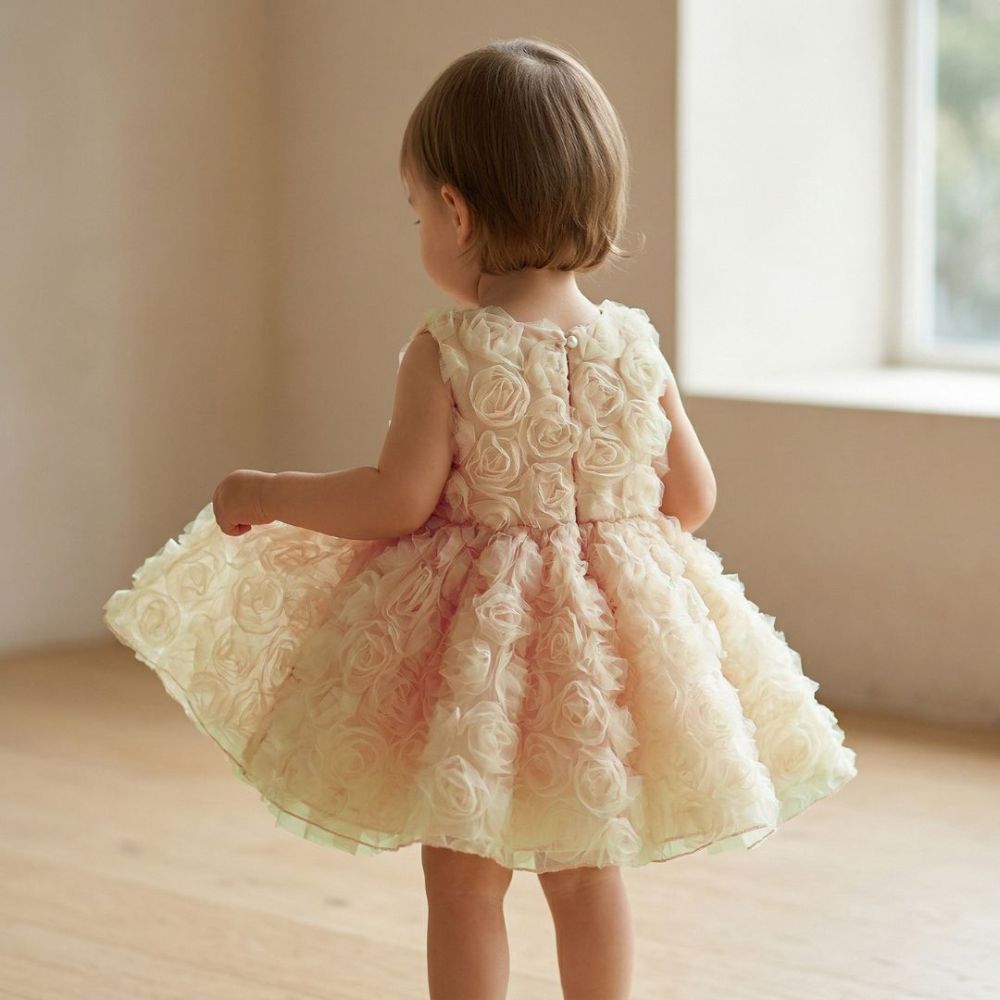 Sweet Rosette Tulle Party Dress for Baby Girls - Beekee